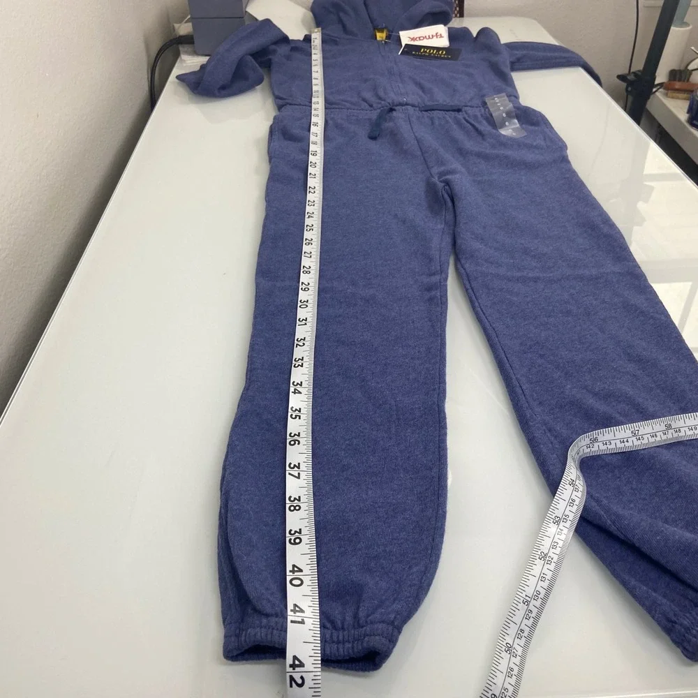 Polo Ralph Lauren Girls Spa Terry Hooded Jumpsuit Romper Blue Size 6‎ NEW L/S